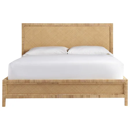 King Long Key Panel Bed with Rattan and Raffia Frame